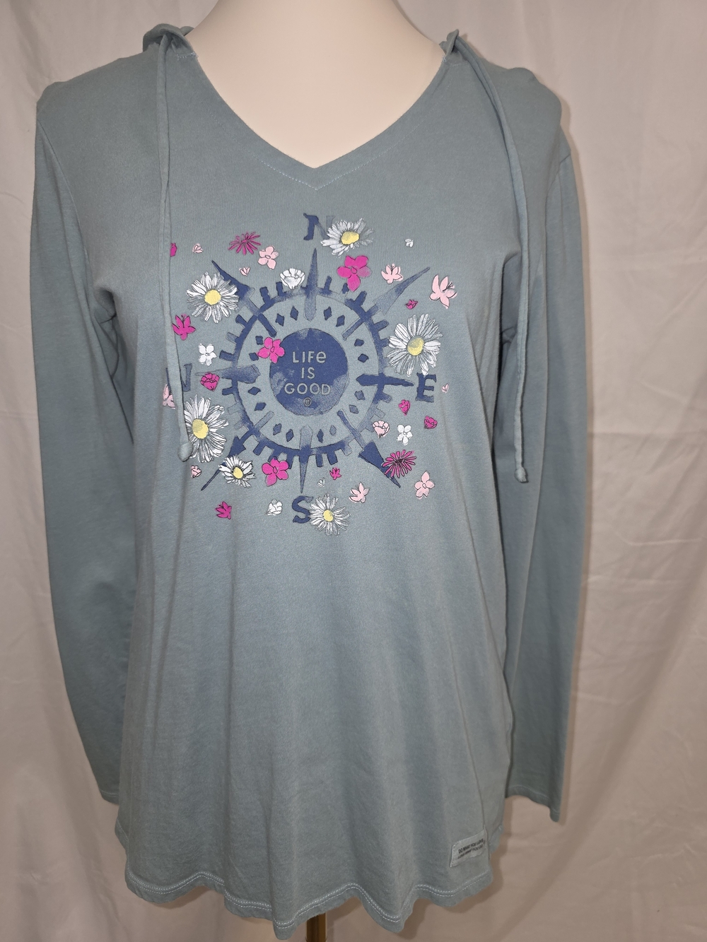 Life Is Good Women's Light Blue Tee with Motivational Tag